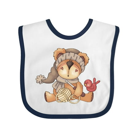 

Inktastic Winter Crochet Bear Gift Baby Boy Bib