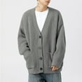 thumbnail image 2 of RMGVDSD Men Sweater Jacket Mens Cardigan Sweater Button Down Long Sleeve V Neck Knit Sweaters Coat Streetwear Fall Clothes Solid Color Cardigans Men's Knit Sweater, 2 of 6