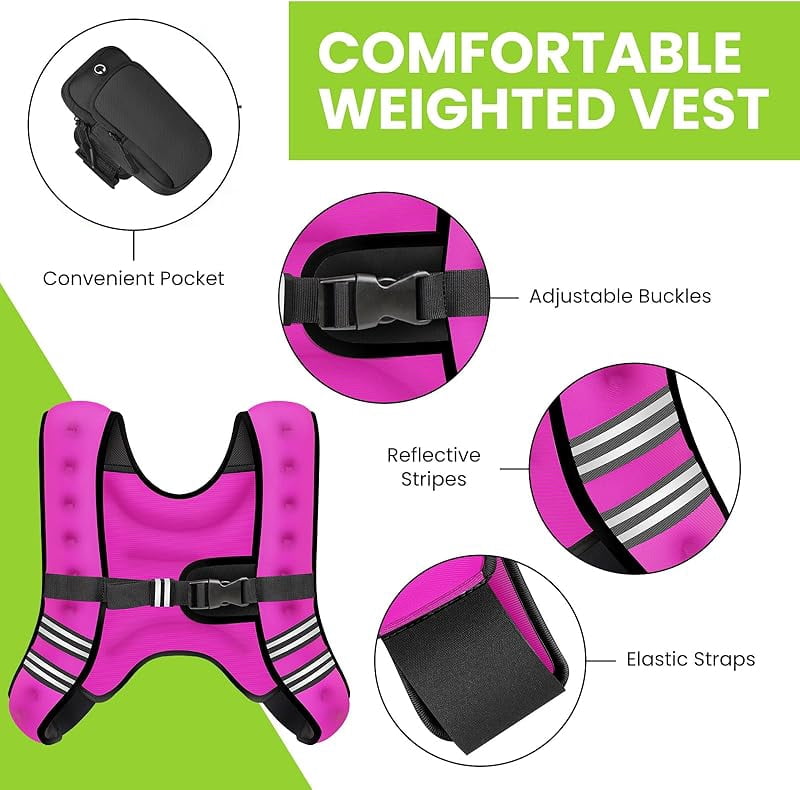 Weighted Vest for Women Men, 8lb/12lb/16lb/20lb/25lb/30lb Weighted Vest Woman Adjustable Weights for Walking, Strength Training, Running, Muscle Building