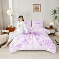 thumbnail image 4 of Castle Fairy Kawaii Floral Bowknot Girl Full Size Comforter Sets 3-Piece,Dreamy Flowers Bedding Comforter Set,Bling Jewelry Bowtie Lightweight Bedding Sets,Super Cozy Room Decor,Reversible, 4 of 8