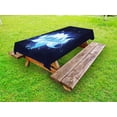 thumbnail image 1 of Floral Outdoor Tablecloth, Zen Lotus with Dew Drops Reflected in Dark Water Background Yoga Spirit Image, Decorative Washable Fabric Picnic Tablecloth, 58 X 104 Inches, Indigo Sky Blue, by Ambesonne, 1 of 2