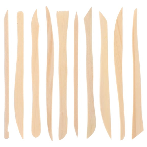 OUNONA 10-Piece Wooden Clay Modeling and Carving Tool Set for Pottery Craft Sculpting and Art Projects