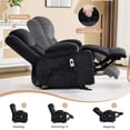 thumbnail image 5 of JONPONY Manual Recliner Chair with Heat Therapy and Massage Function, Heavy Duty Reclining Mechanism Massage Chair, Elderly Single Rocker Sofa with Cup Holders for Bedroom Home Theater，Black, 5 of 11