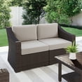 thumbnail image 2 of Martha Stewart Indoor-Outdoor Modular Patio Loveseat in Brown Rattan Wicker with Tan All-Weather Cushions, 2 of 11