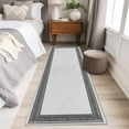 thumbnail image 5 of Gray Geometric 2x6 Kitchen Runner Rug, Black Greek Key Design Burlap Modern Art Non-Skid Rubber Backing Large Rectangle Rugs - Living Room Bedroom Home Office, Indoor Floor Mat Carpets Washable Rug, 5 of 9