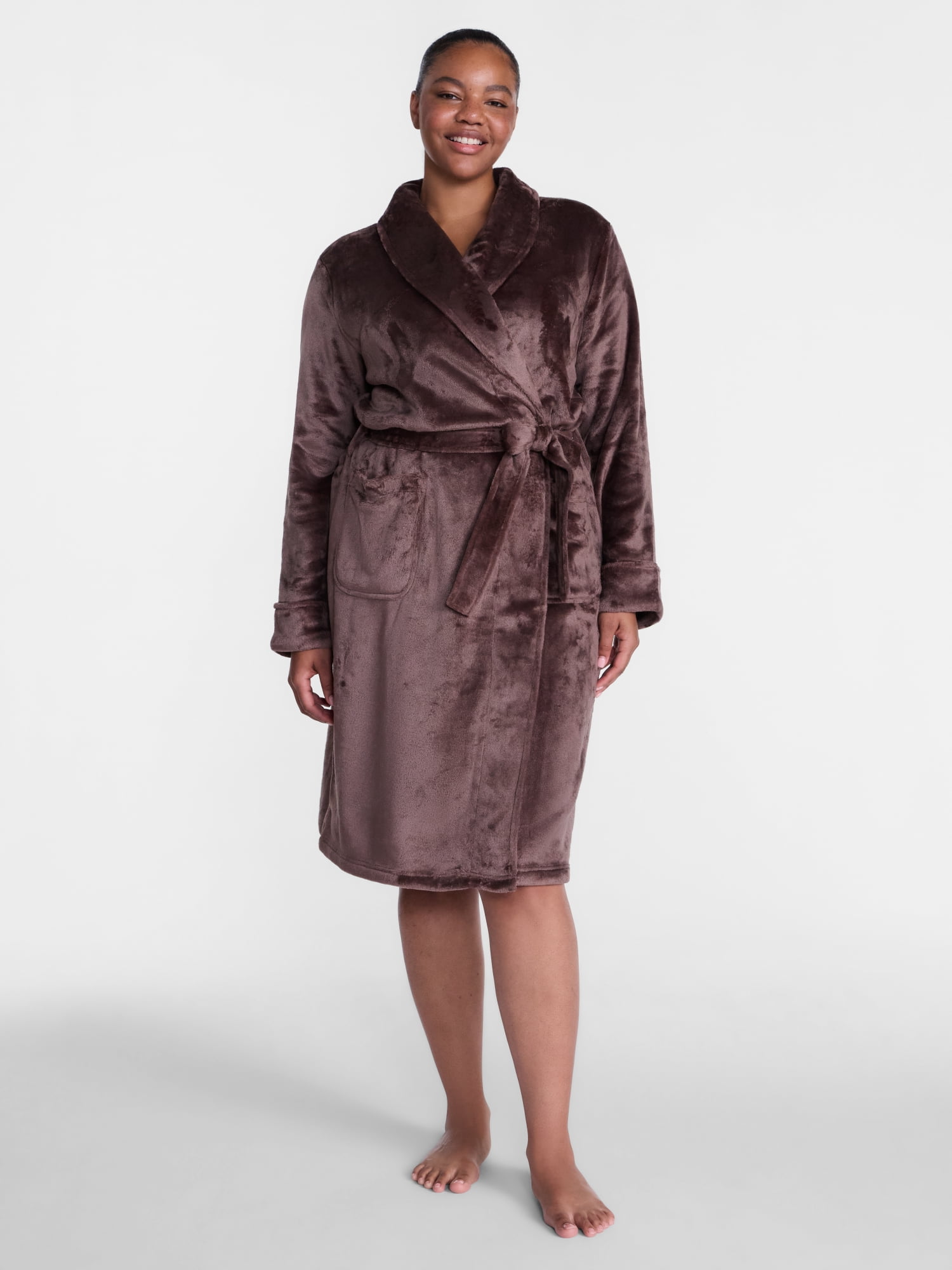 Joyspun Women's Plush Robe, Sizes S to 3X