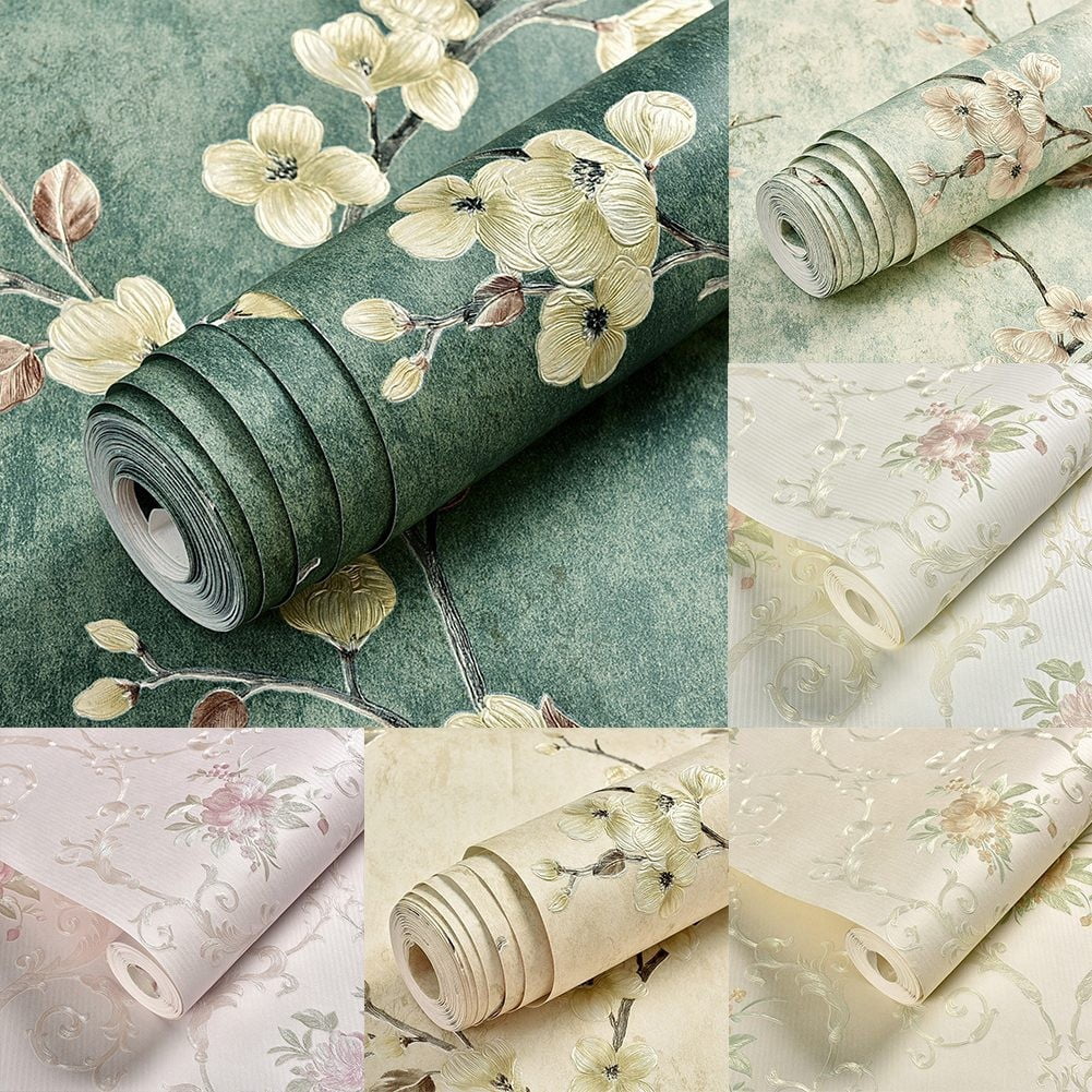 Girlsshop 3D Floral Wall Stickers Warm Girl Bedroom Background Contact Paper,8804-Green53cm*3m
