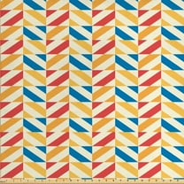 Ambesonne Retro Fabric by the Yard Upholstery, Diagonally Striped Squares, 3 Yards, Marigold Scarlet