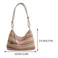 thumbnail image 2 of Bolso de playa de paja arcoíris, bolso de hombro de verano a rayas, bolso tejido para las axilas para mujer, 2 of 9