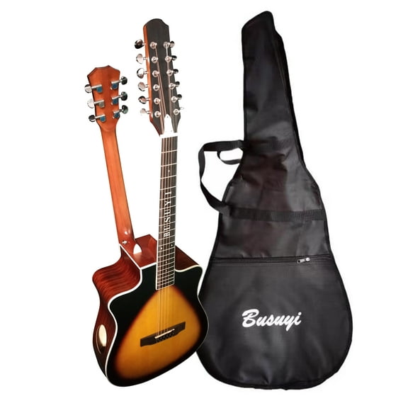 12 String Acoustic / 6 String Acoustic, Double Sided, Travel, Busuyi Guitar, (Sunset) All Levels