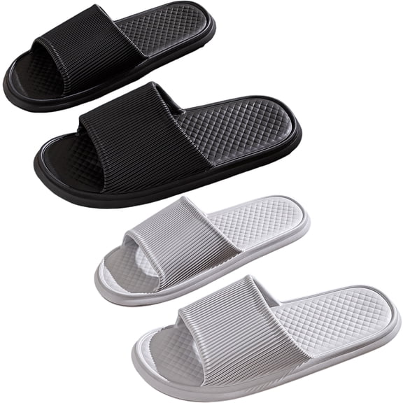 2 Pairs Shower Shoes for Men Non Slip Soft EVA Foam Lightweight Bathroom Slippers for Indoor Outdoor Home Travel