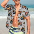 thumbnail image 4 of Uemuo Cartoon Tractor Printed Regular Fit Short Sleeve Casual Hawaiian Shirt for Men,Aloha shirt,Tropical shirt,Floral print shirt,Vacation Beach shirt-X-Large, 4 of 9