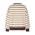 thumbnail image 5 of Womens Crew Neck Long Sleeve Loose Shirt Striped Button Sweatshirt Pullover Oversized Sweater for Women Fall Clothes (Brown 2XL), 5 of 6