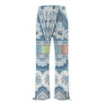 thumbnail image 4 of Blue Women's Plus Size Pants, Women'S Casual And Fashionable Beach Elastic Waist Wide Leg Pants With Colorful Floral Print Pockets,Women's Plus Size Pants XL, 4 of 4