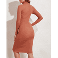 thumbnail image 5 of PrettyGuide Women's Turtleneck Sweater Dress Long Sleeve Ribbed Knit Stretch Midi Bodycon Dresses, 5 of 5