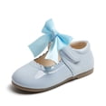 thumbnail image 4 of Toddler Little Girls Flower Dress Shoes Mary Jane Ballet Flats Party School Bowknot Princess Wedding Shoes Light Blue 10.5(21), 4 of 6