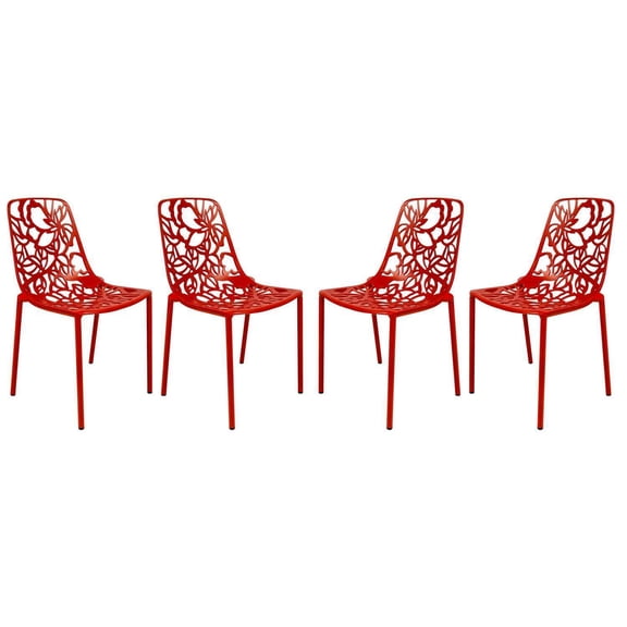 Modern Aluminum Dining Chairs - Set of 4 - Outdoor Patio Furniture - Glamour Style