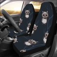 thumbnail image 2 of ABPHQTO Juego de 2 fundas para asientos de coche con diseño de búho de dibujos animados divertidos, Protector universal para asientos delanteros de coche, apto para coche, SUV, sedán, camión, 2 of 3