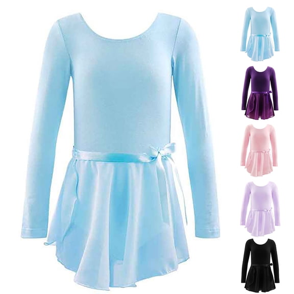 MUXiin Ballet Leotards for Girls Dance Leotard Long Sleeve Girls Criss-Cross Back Dance Dresses