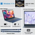 thumbnail image 3 of Lenovo IdeaPad Slim 3 15.6" FHD Touchscreen Laptop,AMD Ryzen 5 7530U,8GB RAM,512GB SSD,Wi-Fi 6,Backlit Keyboard,Windows 11 Home,Abyss Blue, 3 of 5