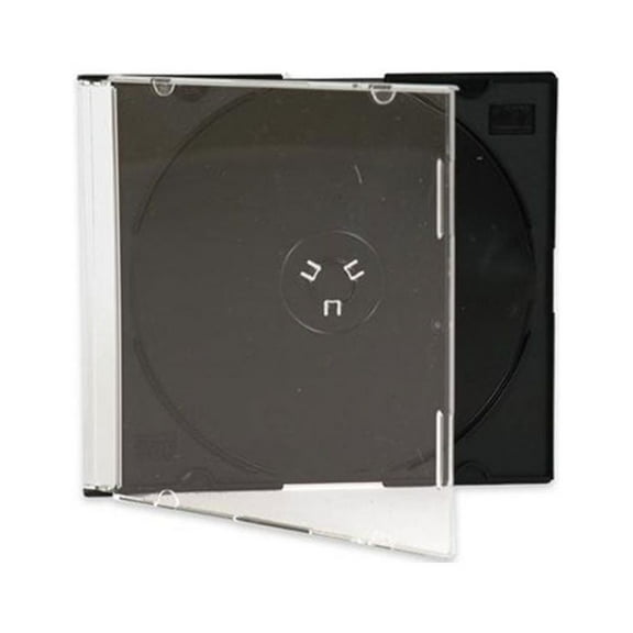 Maxtek Ultra Thin 5.2mm Slim Clear CD Jewel Case with Built In Black Tray, 50 Pack.