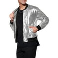 thumbnail image 4 of Lars Amadeus Men's Metallic Jacket Zip Up Disco Party Shiny Varsity Bomber Jacket, 4 of 6