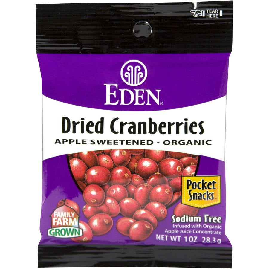 Eden Organic Apple Sweetened Dried Cranberries, 1 oz, (Pack of 6) by