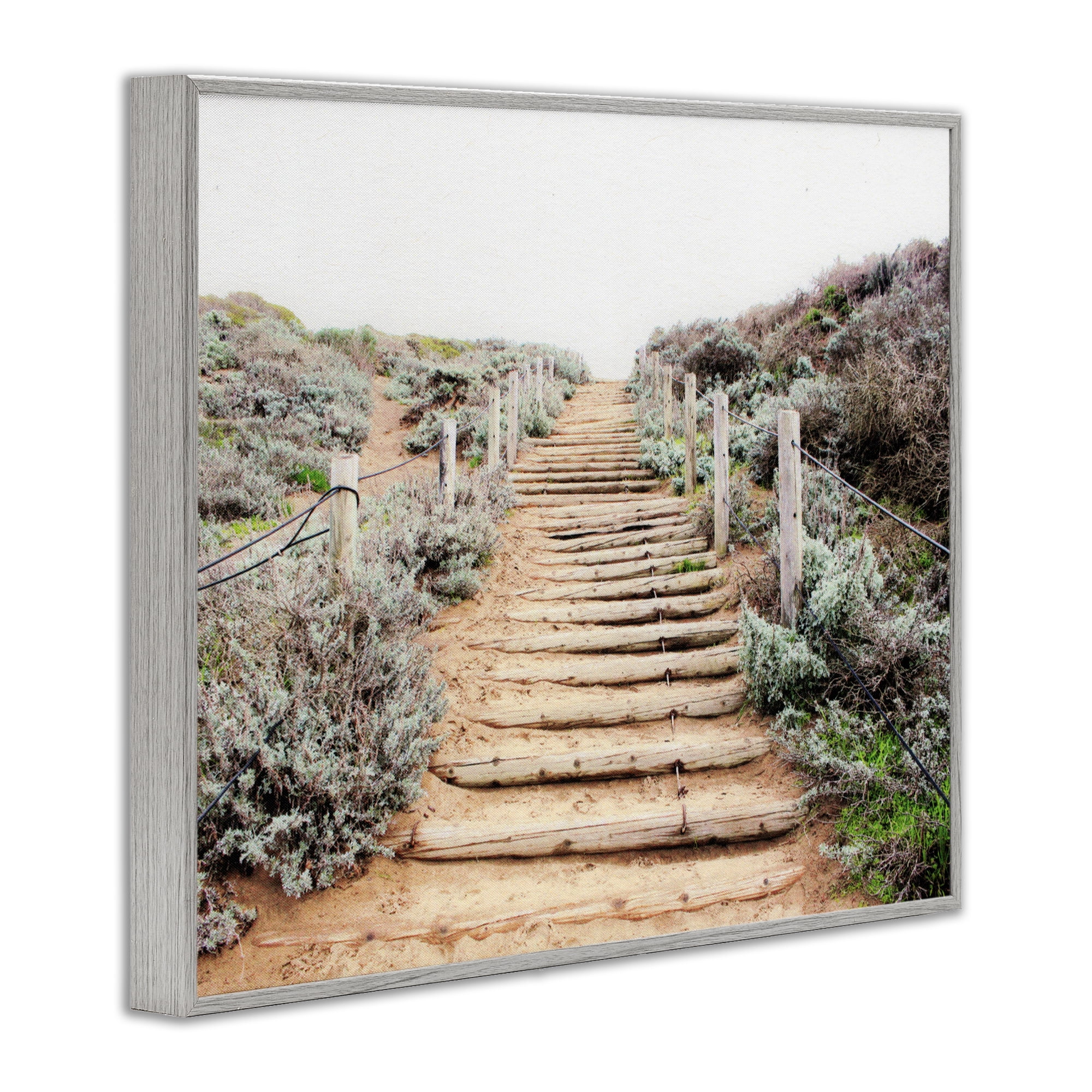 Wooden Stairway to Heaven Gray Framed Giclee Art, design by Leah Noel Art