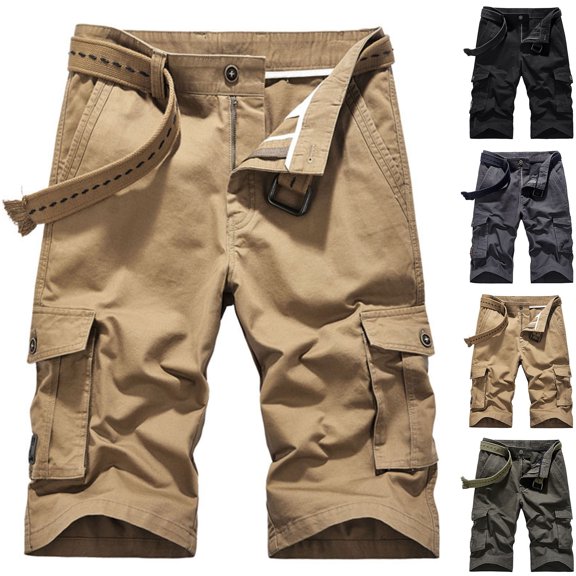 Brondbend Men's Shorts Cargo Work Shorts for Men Multi Pockets Zipper Shorts Solid Color Fashion Casual Loose Fit Going out Climb Workwear Pants Army Green L