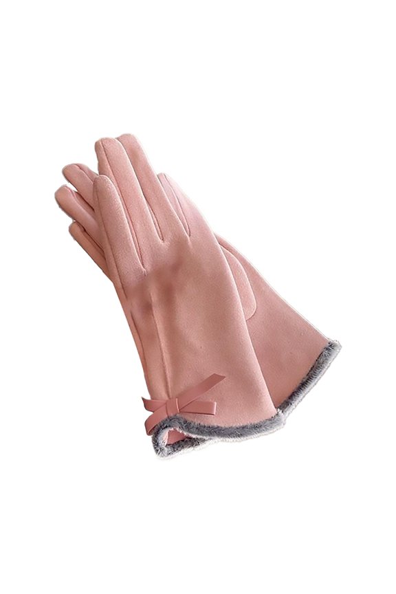 Snow Gloves Winter Warm Cycling Velvet Thickened Cold Windproof Screen Gloves Winter Gloves Pink One Size