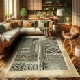 thumbnail image 2 of Ambesonne Southwestern Decorative Rug Carpet, Weathered Geometric, 2' 5" x 5', Beige Brown Black, 2 of 5