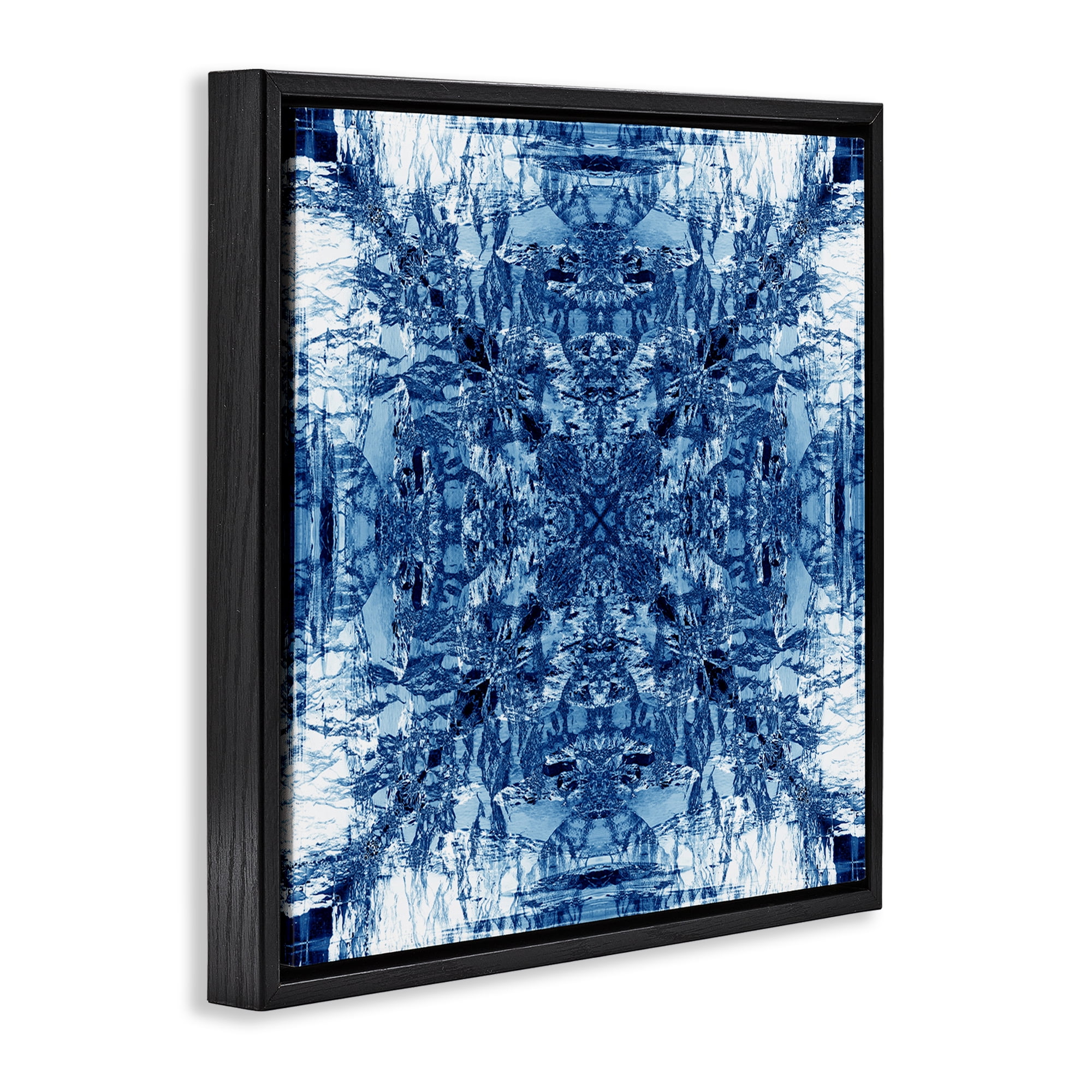 Stupell Industries Mosaic Pattern on White Abstract Painting Black Floater Framed Canvas Art Print Wall Art, 25 x 25