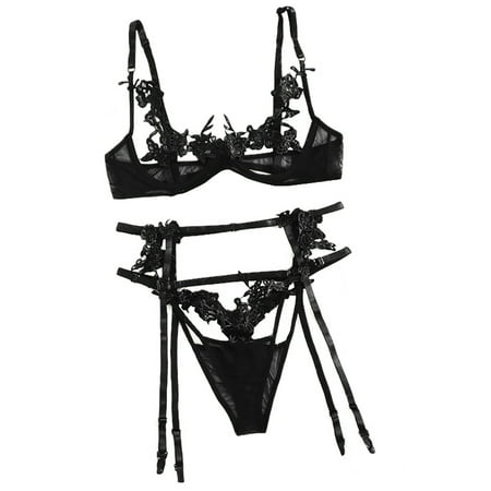 AnuirheiH Women Lingerie Corset Lace Underwire Racy Muslin Sleepwear Underwear Tops+Briefs Sale Clearance