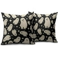 thumbnail image 2 of Black Halloween Pillow Covers 18x18 Set of 2 Cute Cream Ghost Printed Rustic Style Outdoor Decorative Throw Pillows Country Farmhouse Pillowcases Cushion Case Holiday Decor for Sofa Couch Bed, 2 of 6