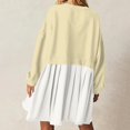 thumbnail image 5 of Womens Oversized Sweatshirt Dress Long Flowy Patchwork Pullover Tops Cute Drop Shoulder Sweatshirts Fall Long Sleeve Mini Dress Teen Girls Crewneck Solid Tunic Pleated Loose Clothing Beig, 5 of 5