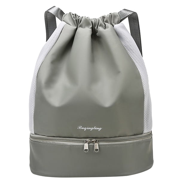 Mochila con cordón para gimnasio resistente al agua con bolsillos de malla para mujeres y hombres