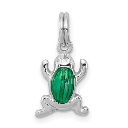 - Sterling Silver Green Enamel Frog Charm (0.7in long x 0.4in wide)