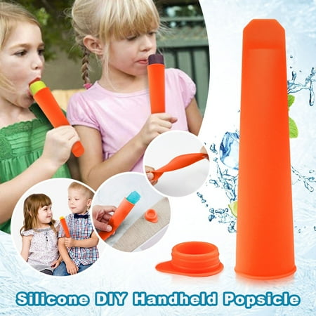 

Kitchen 2PC Creative Silicone Popsicle Mould Handheld DIY Ice Cream With Cover Tray