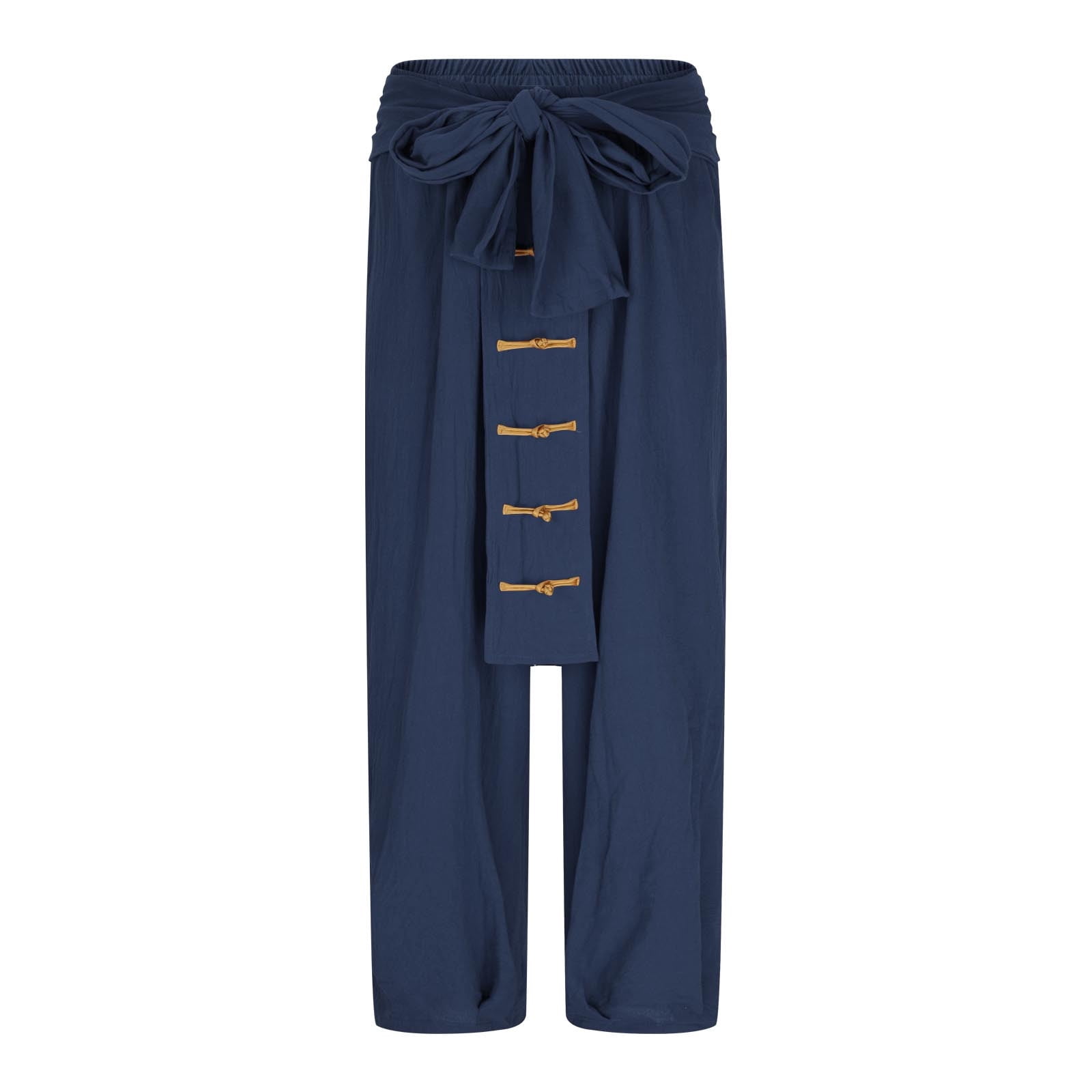Men Chinese Style Kung Fu Pants Tai Chi Loose Trousers Casual Retro Wide Leg Pants Hippie Drop Crotch Harem Beach Trousers