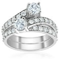 thumbnail image 1 of 2ct Diamond Forever Two Stone Solitaire Engagement Ring Wedding Set White Gold, 1 of 4
