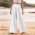 thumbnail image 2 of Comdrip Wide Leg Pants Woman, Women's Wide Leg Casual Pants Lightweight High Waisted Adjustable Loose Pants Casual Pants Palazzo Pants for Women White S, 2 of 6