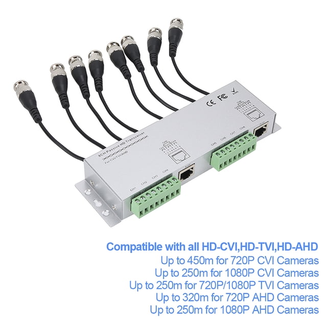 8 Canales Cámara de Seguridad CCTV Video Pasivo Balun Transceptor, RJ45 HD Bnc Masculino A UTP Transmisorio de Video Por Cable para la Cámara de Vigilancia, Conversión Eficientte