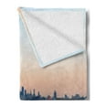 thumbnail image 2 of Landscape Soft Flannel Fleece Blanket, Bench in New York City Midtown Manhattan Sunset Hudsn River Skyline Scenery Photo, Cozy Plush for Indoor and Outdoor Use, 60" x 80", Multicolor, by Ambesonne, 2 of 5