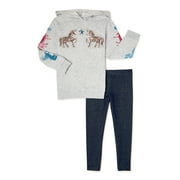 365 Kids From Garanimals Girls' Unicorn Tunic Hoodie and Leggings Set, 2-Piece, Sizes 4-10