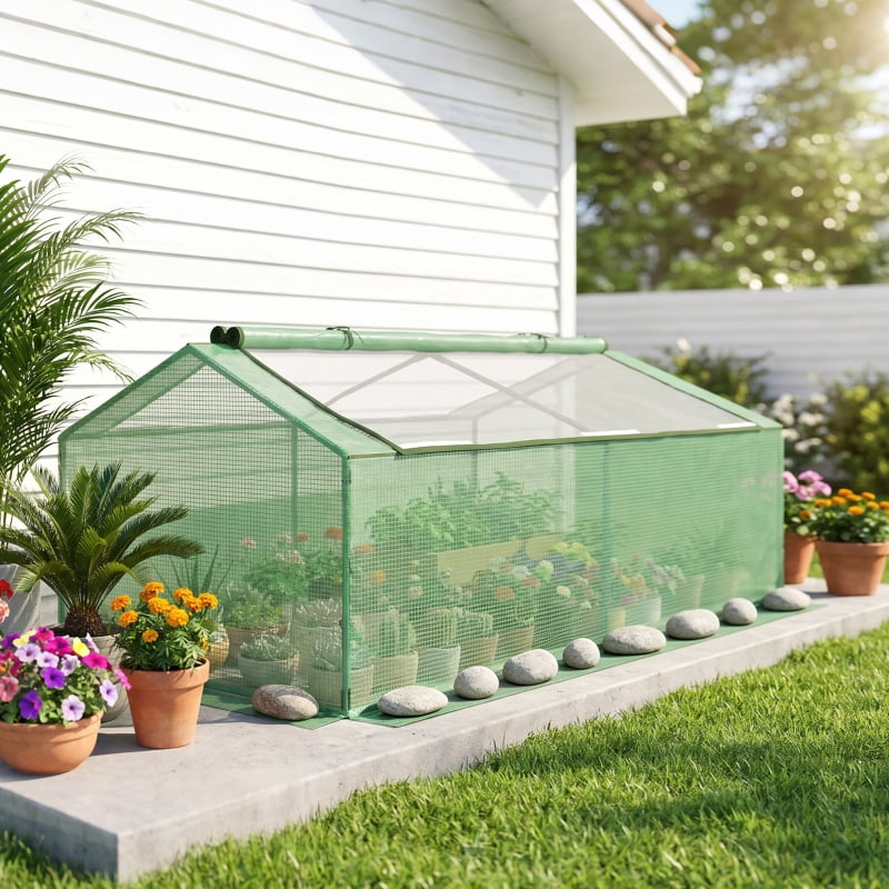 Alvantor Green 71"x36"x28" Mini Greenhouse with Large Zippered Windows, Portable Hot House for Outdoor Plants