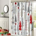 thumbnail image 2 of Christmas Shower Curtain, Grey and Red Xmas Tree Shower Curtain for Bathroom Winter Snowflake Decorative Bathroom Curtain with Hooks Waterproof New Year Shower Curtain, 72x72 Inch, 2 of 6