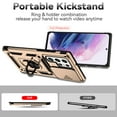 thumbnail image 3 of Heavy Duty Armor Case for Samsung Galaxy S23 Ultra, Rugged PC Soft TPU Military Grade Shockproof Metal Magnetic Car Mount Shockproof Cover with Camera Lens Sliding Ring Holder Bracket Case,Gold, 3 of 8