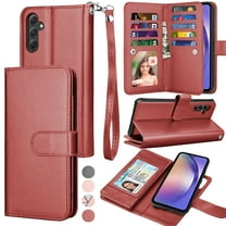 Galaxy A54 5G Case, A54 5G Wallet Case, Samsung Galaxy A54 5G 6.4 inchs PU Leather Case, Tekcoo Luxury Cash Credit Card Slots Folio Flip Cover [Detachable Magnetic Case] & Kickstand - Wine Red