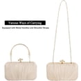 thumbnail image 3 of Womens Jane Satin Pleated Clutch Evening Bag Crossbody Bag Purse with Pearl Chain for Bridal Wedding Party Prom, 3 of 8