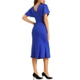 thumbnail image 3 of INSPIRE CHIC Women's Sheath Dress Ruffle Sleeve Round Neck Cocktail Party Work Midi Dress XS Royal Blue, 3 of 6